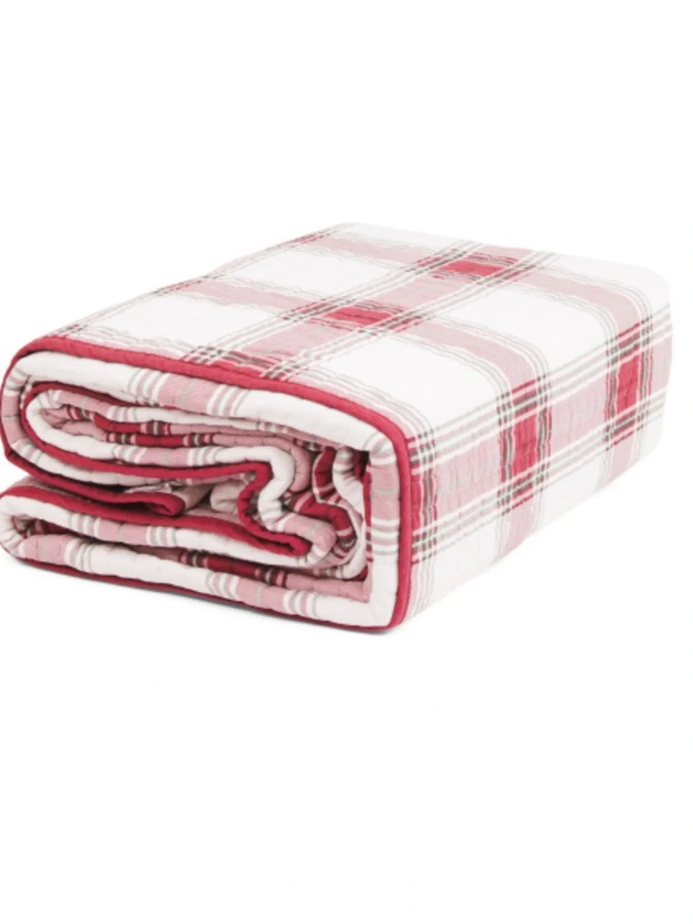 Brooks Brothers Red and Cream Plaid Cotton Quilt  Set
